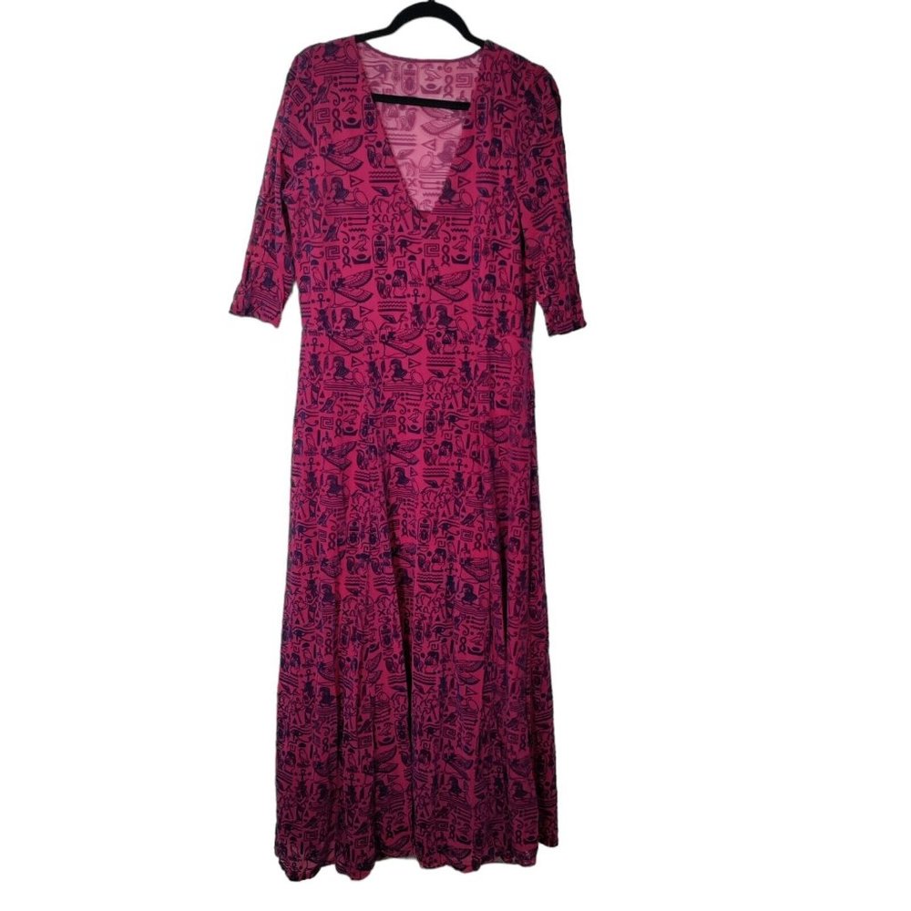 Blackmilk Magenta Graphic V-Neck Maxi Dress